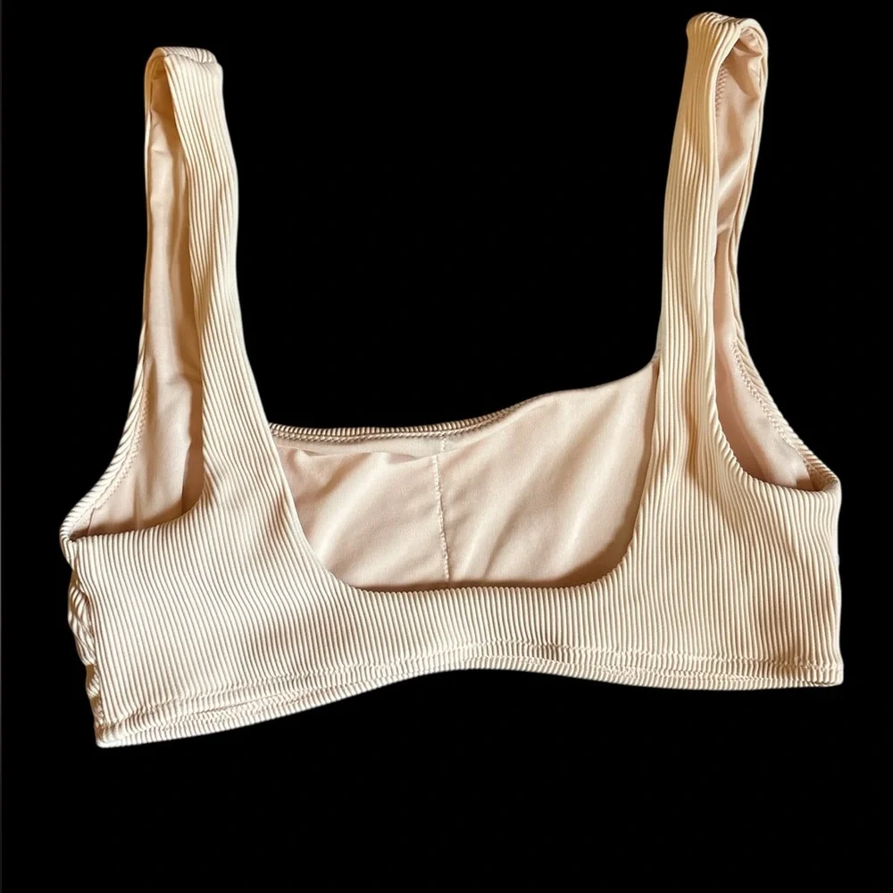 Cream Ribbed Women's Bralette aerie bathing suit crop top small